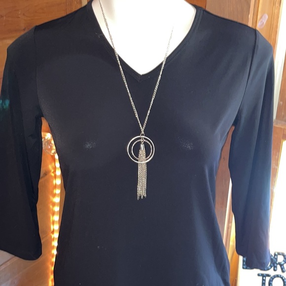 Long silver necklace tassel rings Very Pretty - Picture 2 of 4